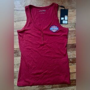 Harley-Davidson® Women's United Sleeveless Henley Tank Top - Chili Red